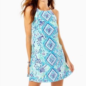 Lilly Pulitzer Blue & Aqua Printed Halter Romper
